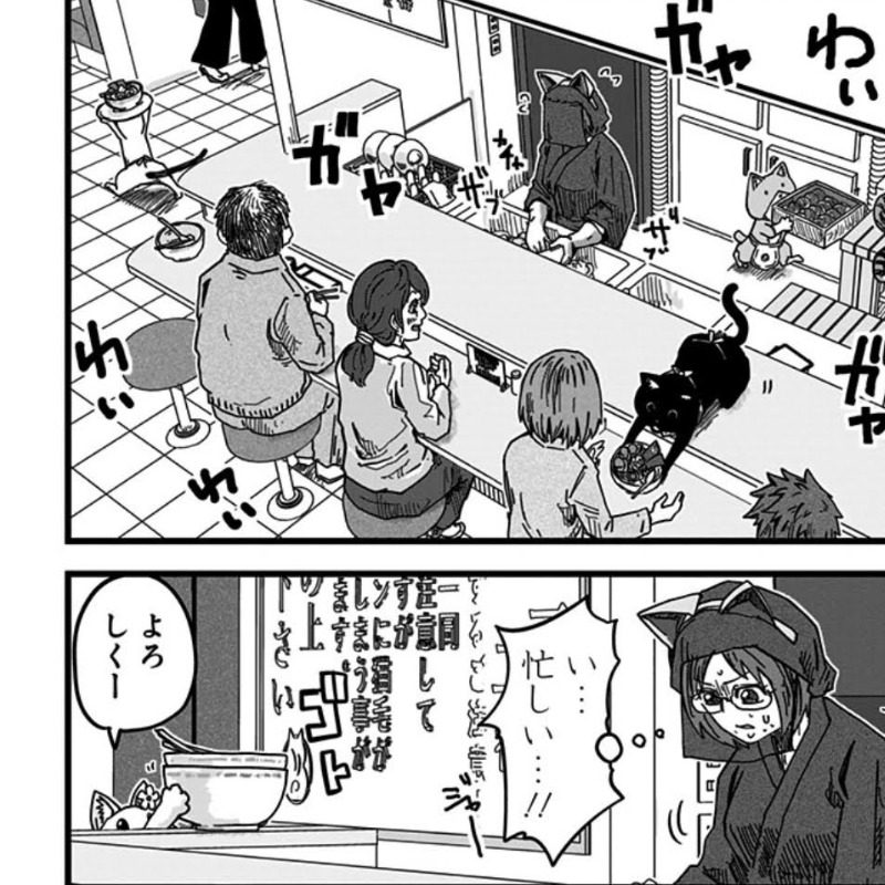 黒子の姿で皿洗い